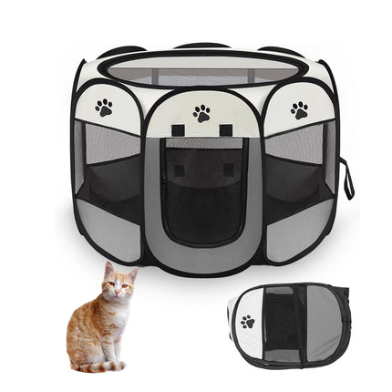 Pet Fence Indoor Cat Dog Tent Octagonal Fence Portable Foldable Cage Kennel
