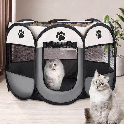 Pet Fence Indoor Cat Dog Tent Octagonal Fence Portable Foldable Cage Kennel