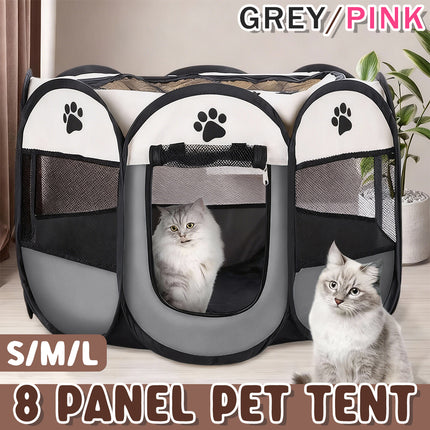 Pet Fence Indoor Cat Dog Tent Octagonal Fence Portable Foldable Cage Kennel