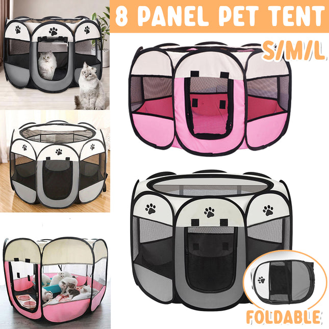 Pet Fence Indoor Cat Dog Tent Octagonal Fence Portable Foldable Cage Kennel