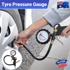 Tyre Pressure Gauge Air Tire Inflator Car Motorcycle Pump Hose Compressor Tool