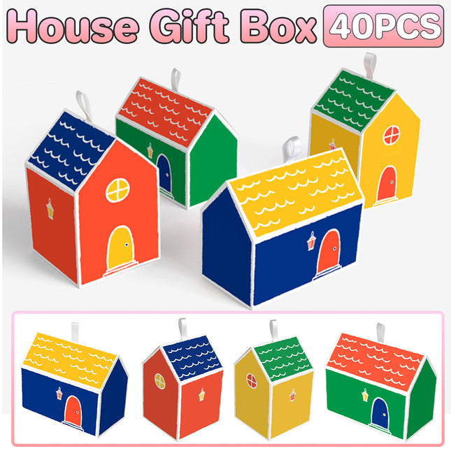 40PCS Colorful Small House Gift Boxes Candy Packing Party Favors Treat Box