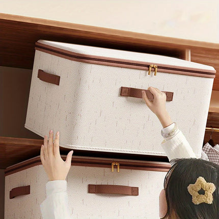 Clothing Storage Basket Large Capacity Foldable Organizer with Cover Household