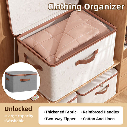 Clothing Storage Basket Large Capacity Foldable Organizer with Cover Household