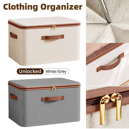 Clothing Storage Basket Large Capacity Foldable Organizer with Cover Household