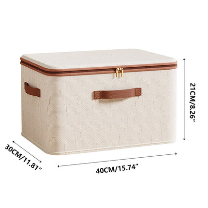 Clothing Storage Basket Large Capacity Foldable Organizer with Cover Household