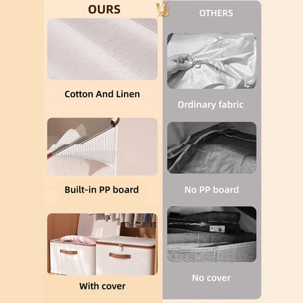 Clothing Storage Basket Large Capacity Foldable Organizer with Cover Household