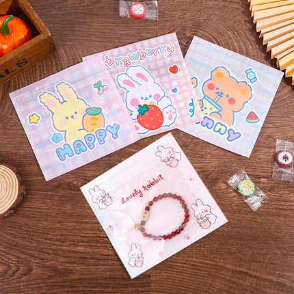 100pcs Cartoon Ziplock Bags For Snacks Candy Cookies Food Safe Plastic Bags