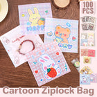 100pcs Cartoon Ziplock Bags For Snacks Candy Cookies Food Safe Plastic Bags