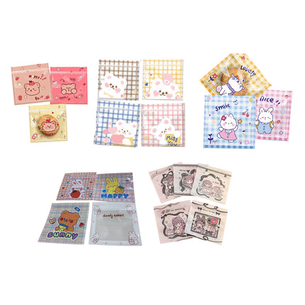 100pcs Cartoon Ziplock Bags For Snacks Candy Cookies Food Safe Plastic Bags
