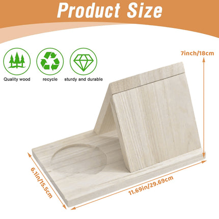 Wooden Small Book Shelf with Drink Glass Pen Holder Triangle Bookmark Book Rest