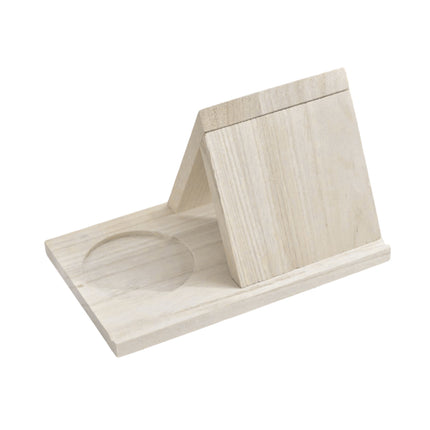 Wooden Small Book Shelf with Drink Glass Pen Holder Triangle Bookmark Book Rest