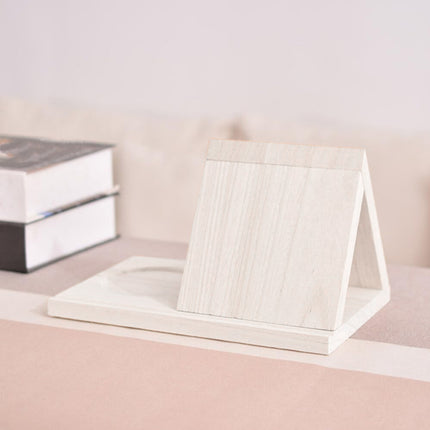 Wooden Small Book Shelf with Drink Glass Pen Holder Triangle Bookmark Book Rest