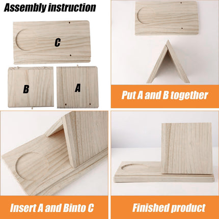 Wooden Small Book Shelf with Drink Glass Pen Holder Triangle Bookmark Book Rest