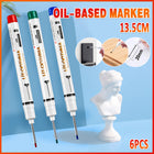 6Pcs Long Head Deep Hole Long Nosed Marker Multifunction Marker Deep Drill Hol