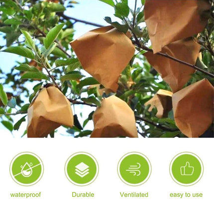 Paper Fruit Bags 100pcs Protective Bagging for Orchard Garden Harvest Storage