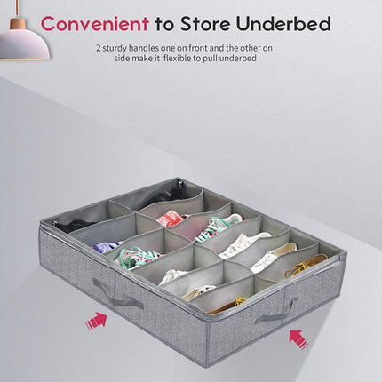 Foldable Shoe Storage Box with Lid Clear Under Bed Organizer Dustproof Visual