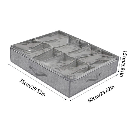 Foldable Shoe Storage Box with Lid Clear Under Bed Organizer Dustproof Visual