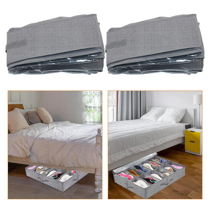 Foldable Shoe Storage Box with Lid Clear Under Bed Organizer Dustproof Visual
