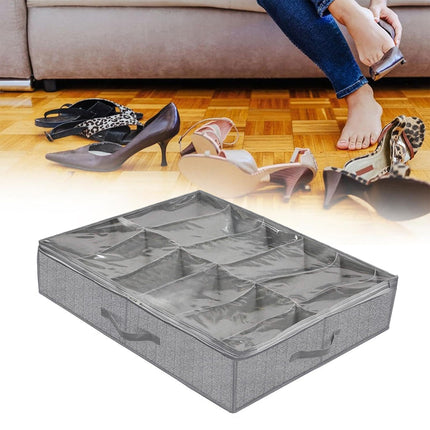 Foldable Shoe Storage Box with Lid Clear Under Bed Organizer Dustproof Visual