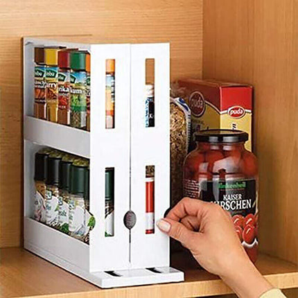 Slide Cabinet Organiser Rack Storage Pantry Kitchen Shelf Spice Jars Can Holder