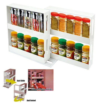 Slide Cabinet Organiser Rack Storage Pantry Kitchen Shelf Spice Jars Can Holder