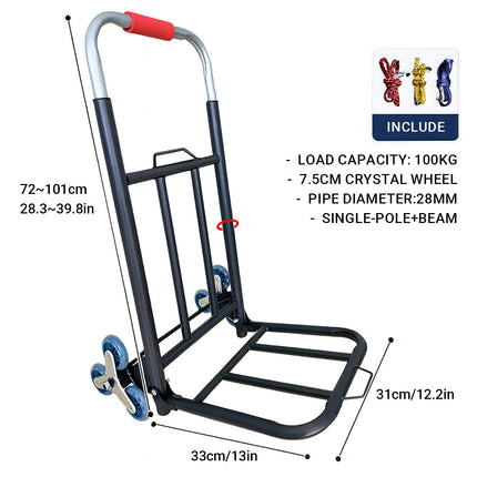 Folding Hand Trolley Heavy Duty Solid Wheel or Stair Climber Tri Wheel for Moving
