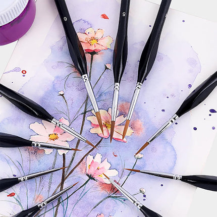 9PCS Fine Detail Paint Brush Set for Watercolour Gouache Acrylic Miniature Art