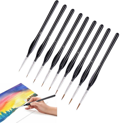 9PCS Fine Detail Paint Brush Set for Watercolour Gouache Acrylic Miniature Art