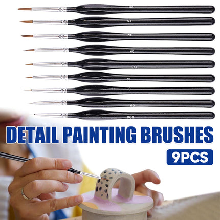 9PCS Fine Detail Paint Brush Set for Watercolour Gouache Acrylic Miniature Art