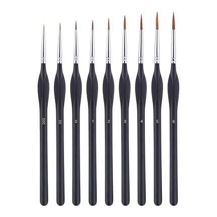 9PCS Fine Detail Paint Brush Set for Watercolour Gouache Acrylic Miniature Art