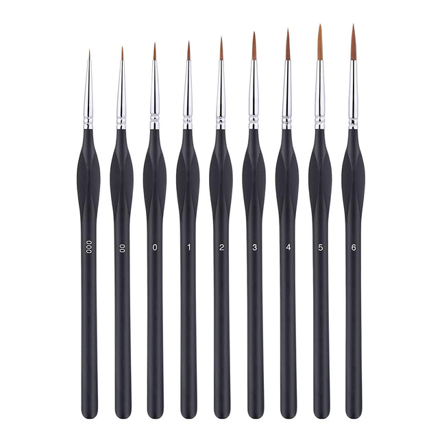 9PCS Fine Detail Paint Brush Set for Watercolour Gouache Acrylic Miniature Art