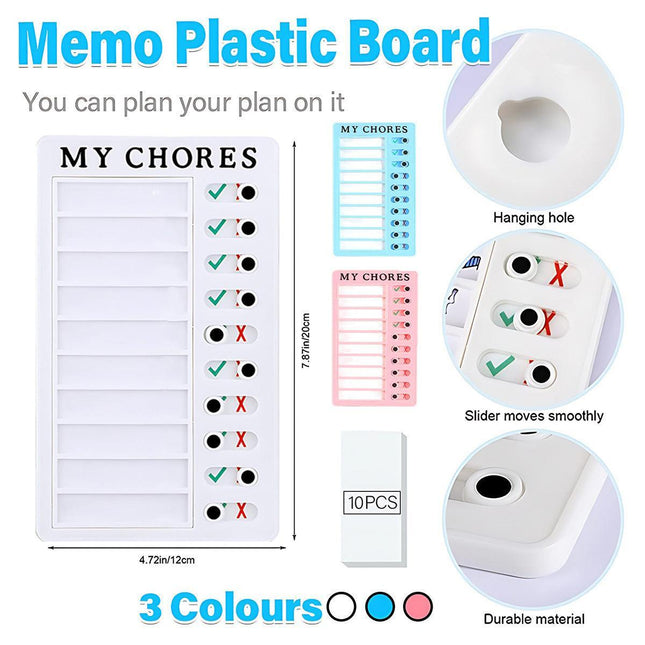 Memo Plastic Board Chore Chart Reusable RV Checklist My Chores Elder Notes