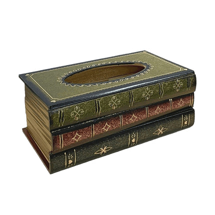 Retro Wooden Book Shape Tissue Box Simulation Decorative Tissue Holder For Home