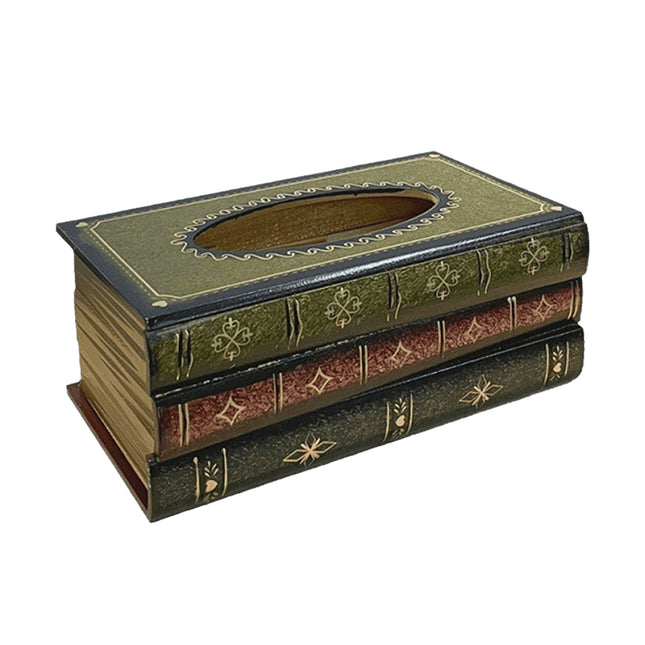 Retro Wooden Book Shape Tissue Box Simulation Decorative Tissue Holder For Home