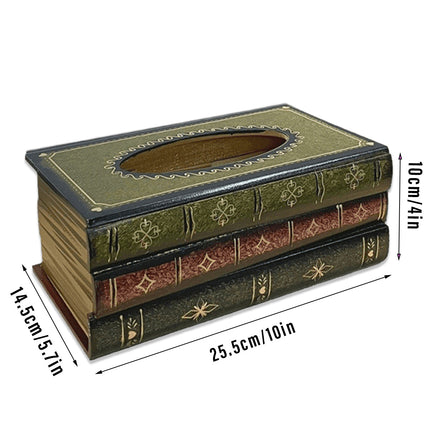 Retro Wooden Book Shape Tissue Box Simulation Decorative Tissue Holder For Home