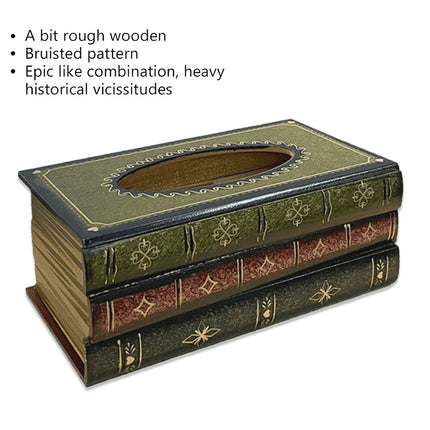 Retro Wooden Book Shape Tissue Box Simulation Decorative Tissue Holder For Home