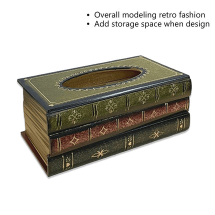 Retro Wooden Book Shape Tissue Box Simulation Decorative Tissue Holder For Home