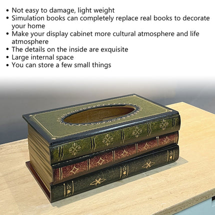 Retro Wooden Book Shape Tissue Box Simulation Decorative Tissue Holder For Home