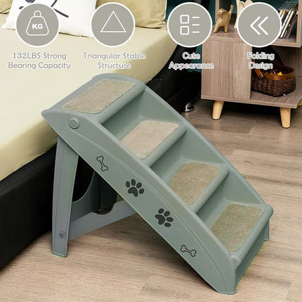 Pet Stairs Ladder Four Storey Light Grey Non Slip Plastic Steps for Dogs and Cat