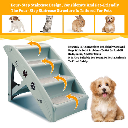 Pet Stairs Ladder Four Storey Light Grey Non Slip Plastic Steps for Dogs and Cat
