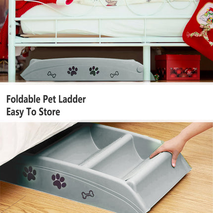 Pet Stairs Ladder Four Storey Light Grey Non Slip Plastic Steps for Dogs and Cat