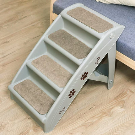 Pet Stairs Ladder Four Storey Light Grey Non Slip Plastic Steps for Dogs and Cat