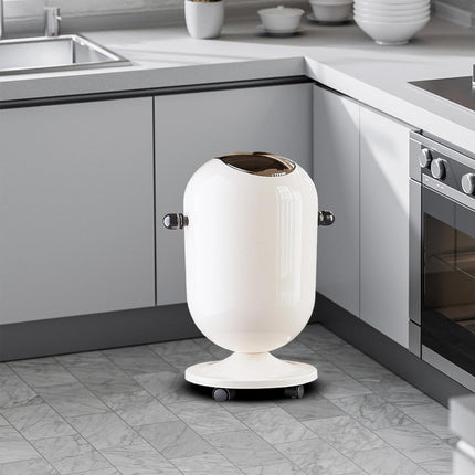 15L Mobile Wheeled Flip-Top Trash Can Waste Bin for Kitchen Bathroom Home Office