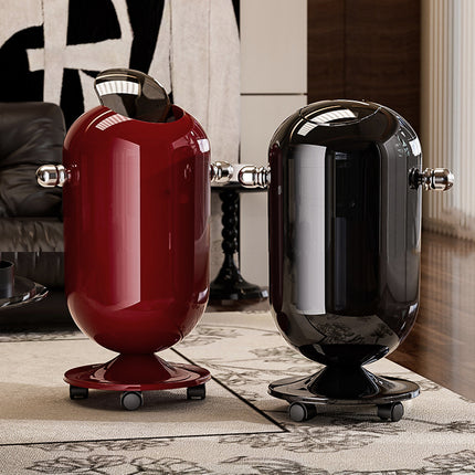 15L Mobile Wheeled Flip-Top Trash Can Waste Bin for Kitchen Bathroom Home Office