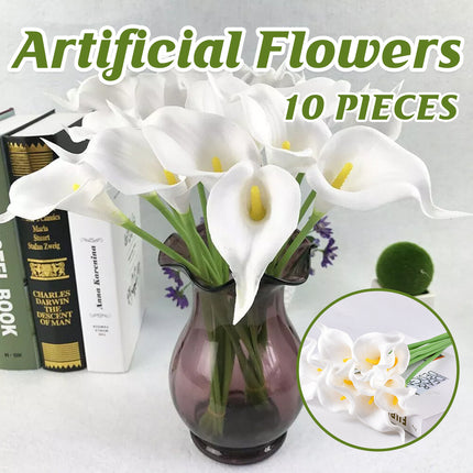 Artificial Flower Bouquet 10PCS PU Calla Lily Real Touch Fake Plant For Home