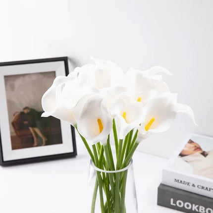 Artificial Flower Bouquet 10PCS PU Calla Lily Real Touch Fake Plant For Home
