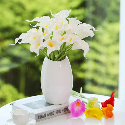 Artificial Flower Bouquet 10PCS PU Calla Lily Real Touch Fake Plant For Home