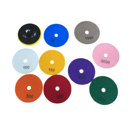 10PCS 100mm Diamond Polishing Pads Set for Granite Marble Concrete Tile