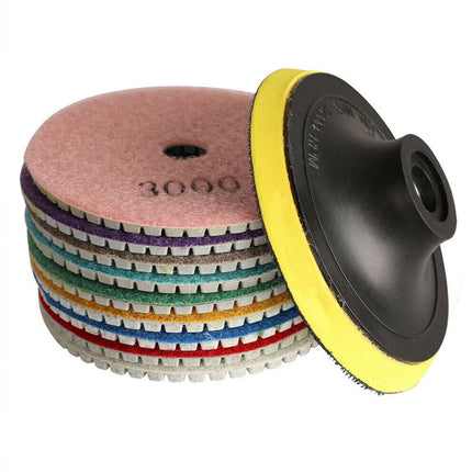 10PCS 100mm Diamond Polishing Pads Set for Granite Marble Concrete Tile